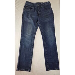 Berne Apparel Mens P622GRA‎ Dark Wash Straight Leg Work Jeans 34x34 Blue Denim